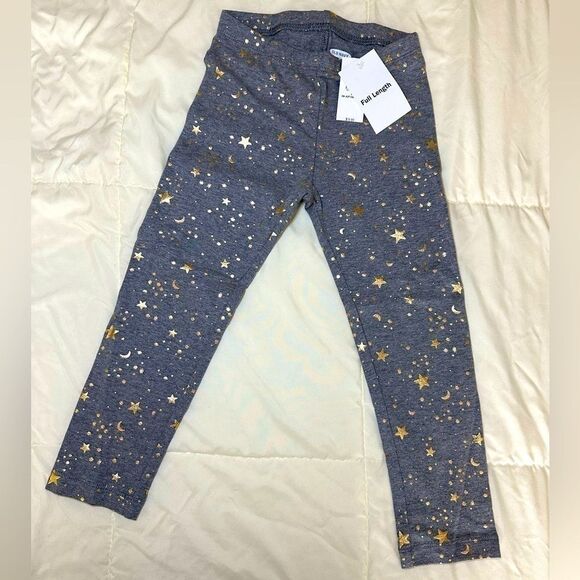 NWT Old Navy Girls Toddler Size 4 Leggings in Gray with Gold Stars & Moons - Picture 1 of 5